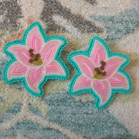 Pink Lily Post Earrings