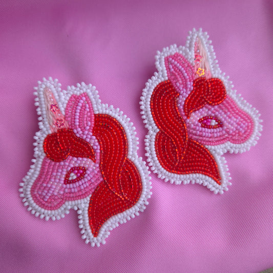 Pink Unicorn Post Earrings