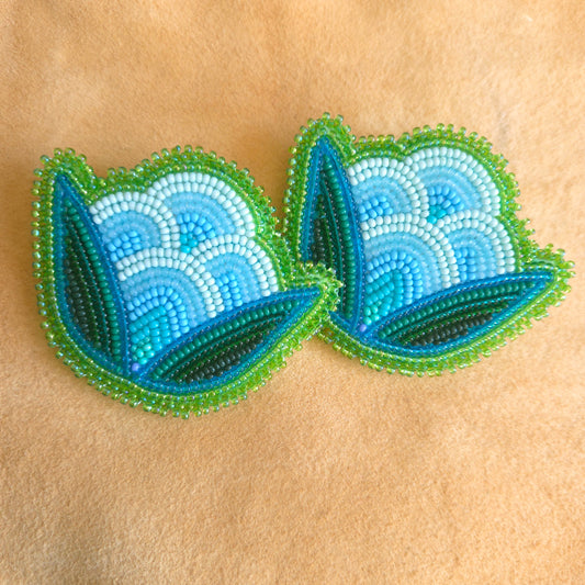 Blue Floral Post Earrings