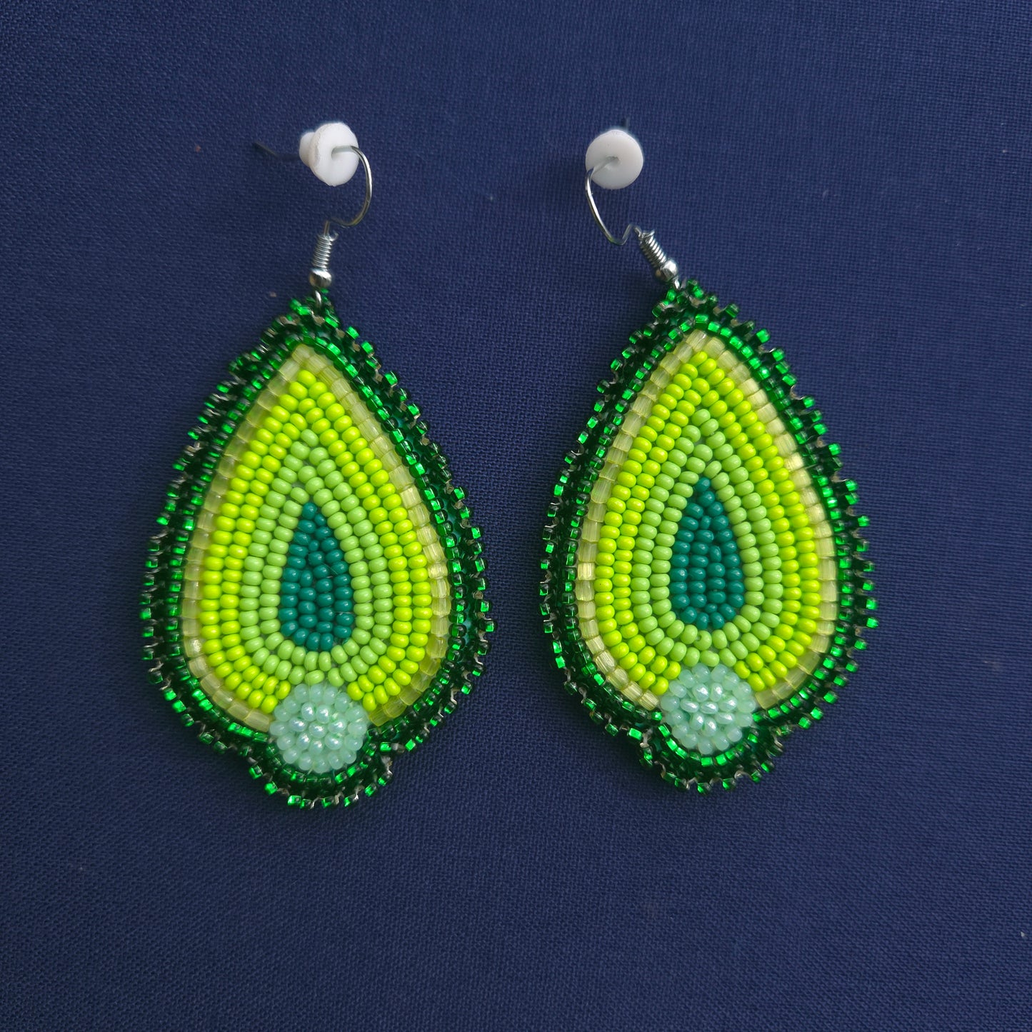 Green Flower Bud Hook Earrings