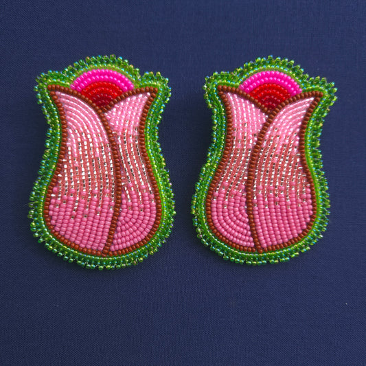 Pink Tulip Post Earrings