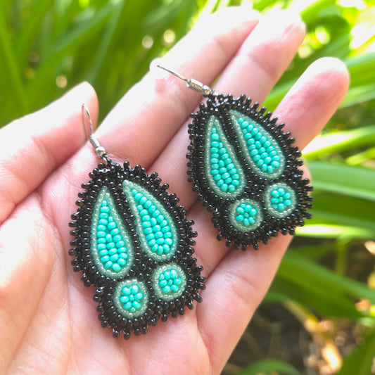 Turquoise + Black Deer Print Earrings