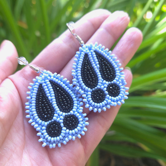 Black + Periwinkle Deer Print Earrings