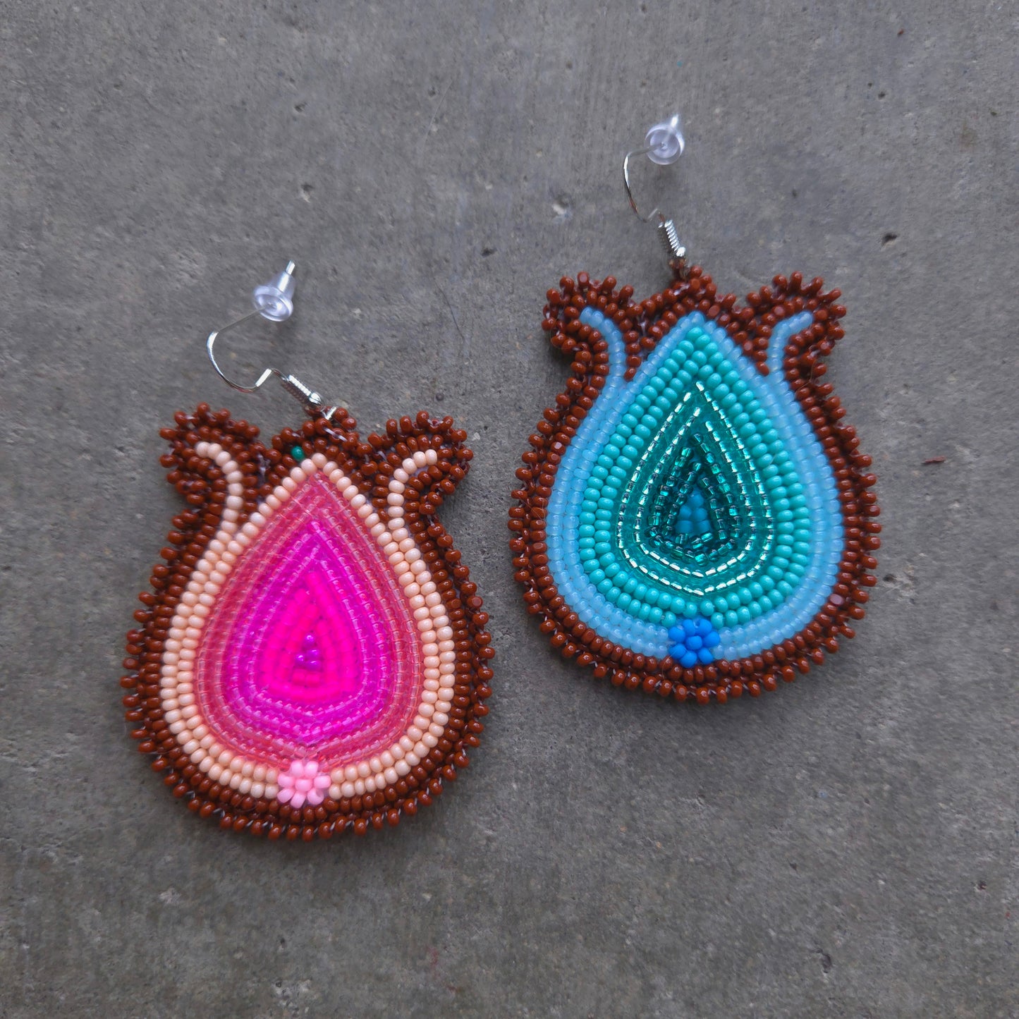 Mismatched Floral Bud Hook Earrings
