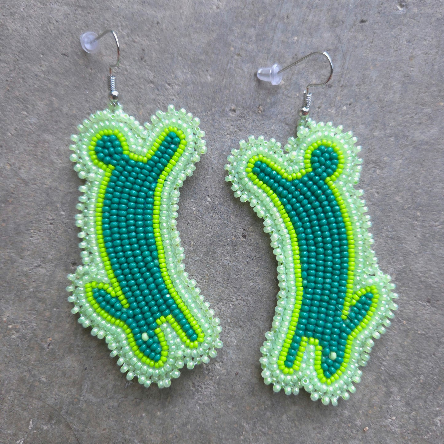 Green Bunny Hook Earrings