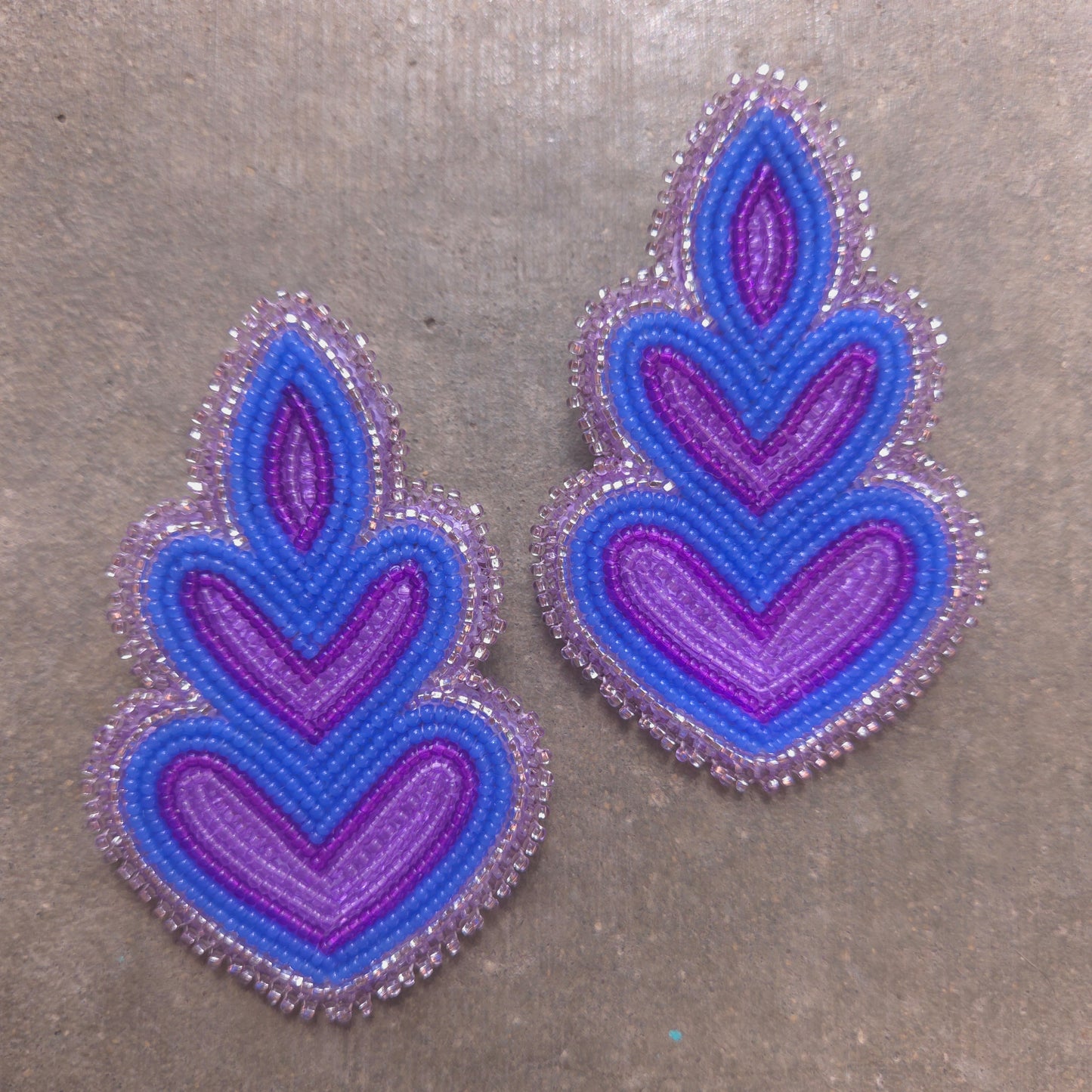 Purple Layered Floral Post Earrings