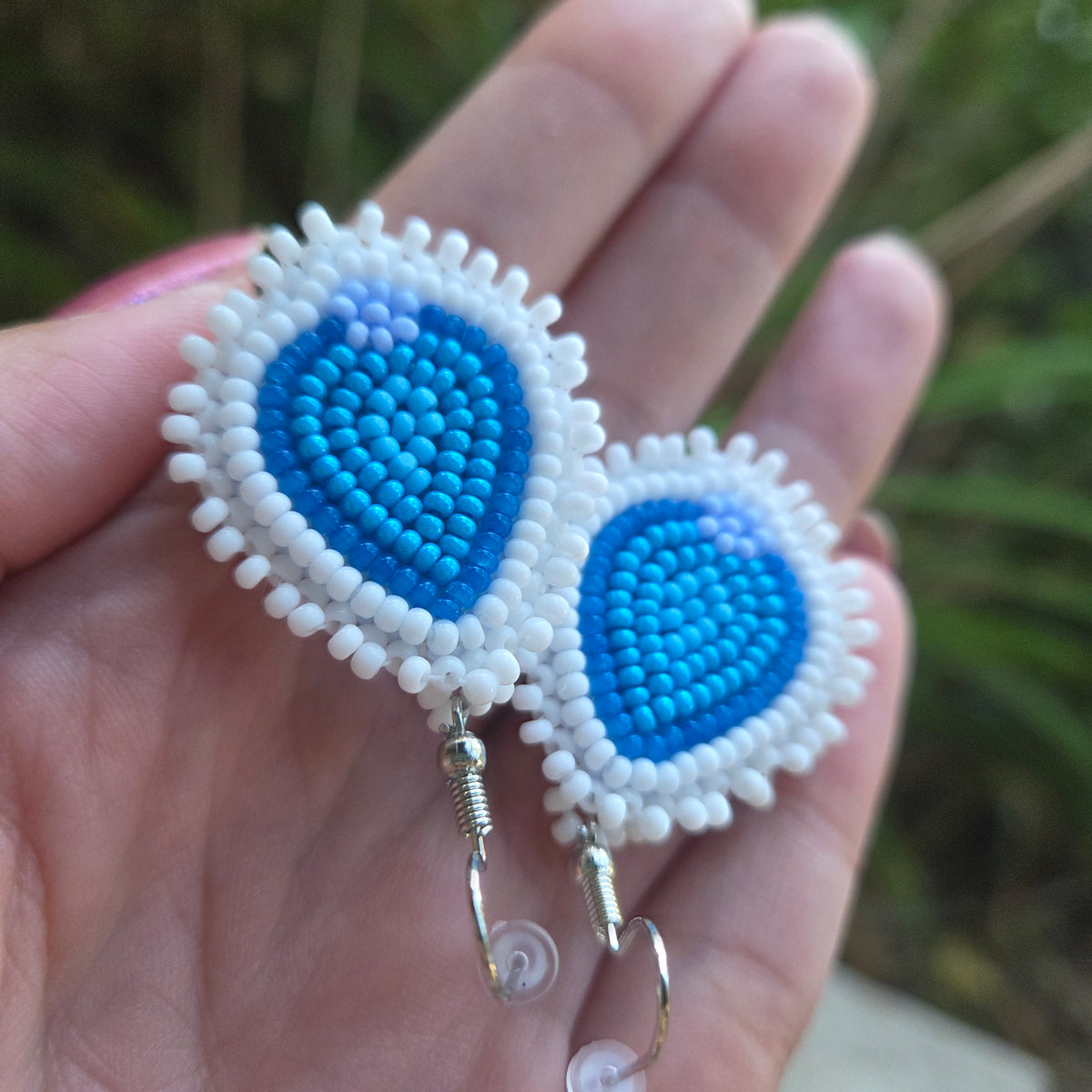 Blue Floral Necklace + Mini Earring Set